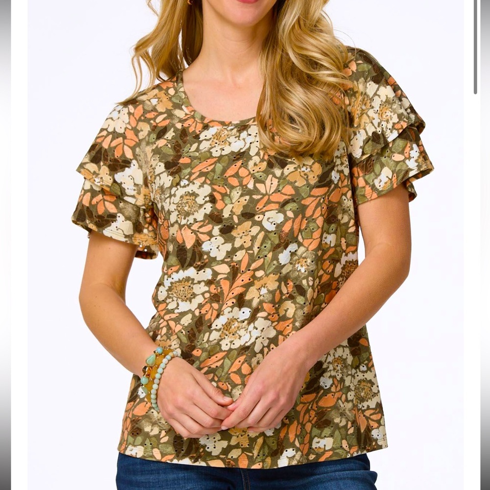 Textured Eyelet Floral Top